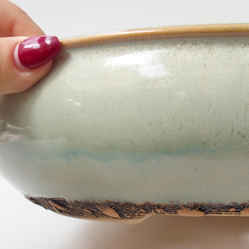 Ceramic bonsai bowl 27 x 27 x 7 cm, color green