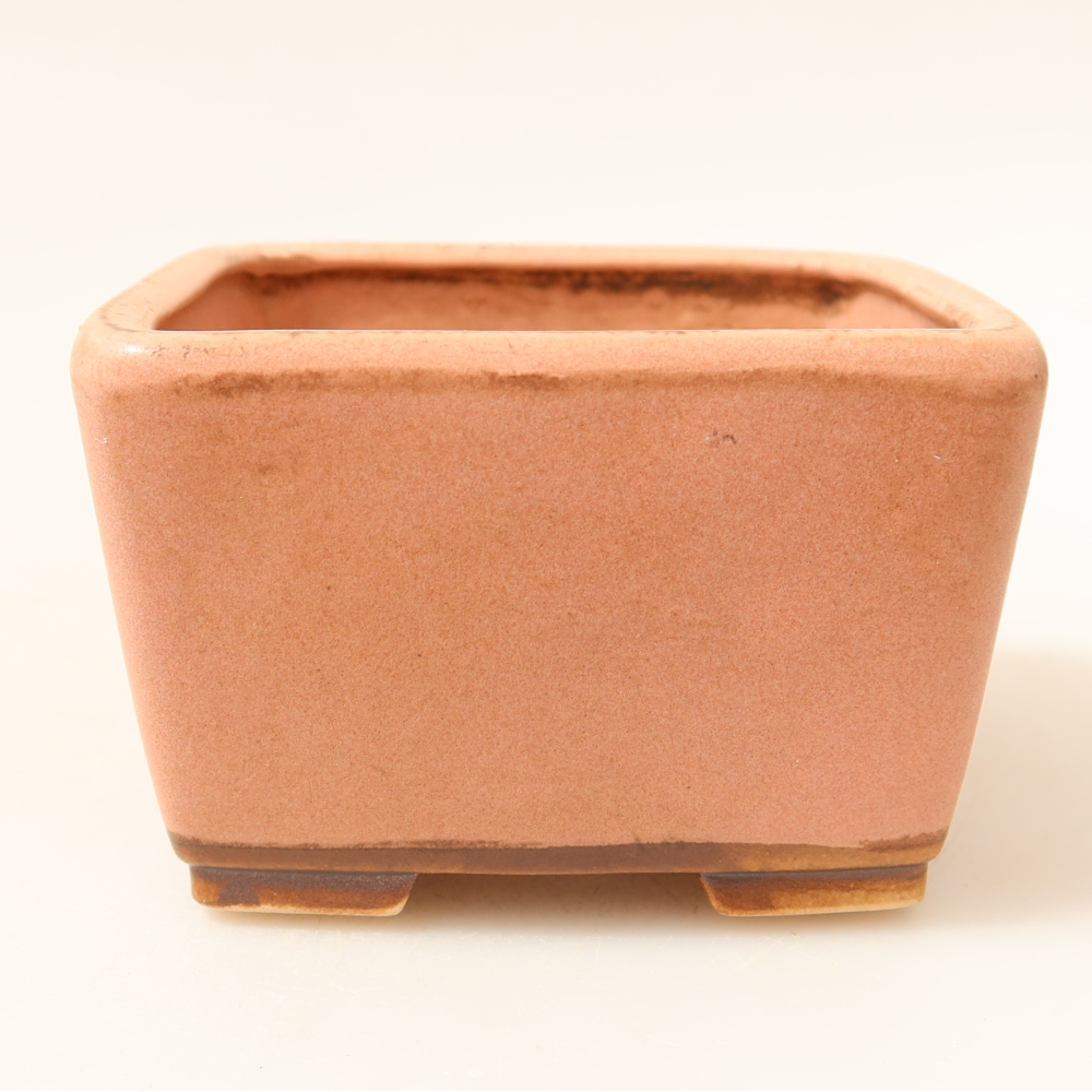 Ceramic bonsai pot, 8.5 x 8.5 x 5.5 cm, pink