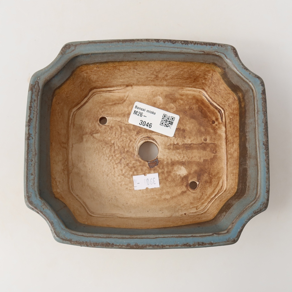 Ceramic bonsai pot, 18 x 15.5 x 6 cm, blue