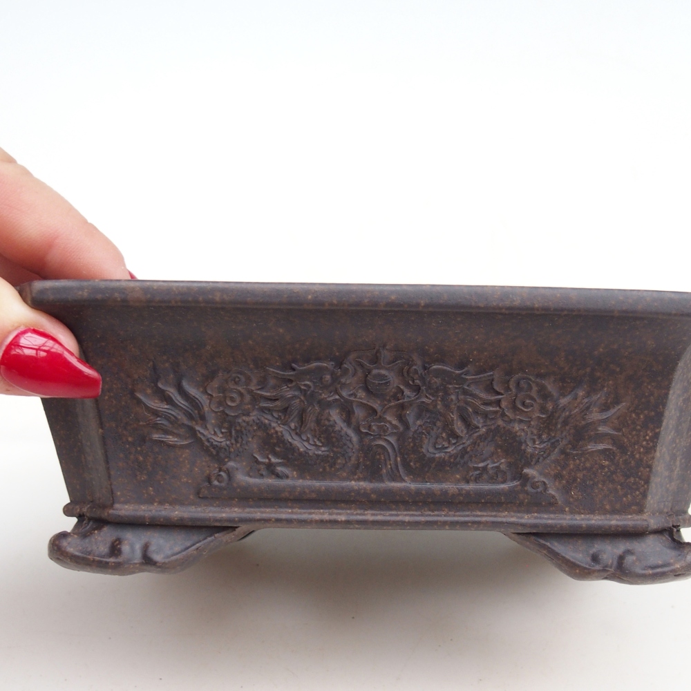 Ceramic bonsai bowl 16 x 12 x 5 cm, brownish ochre