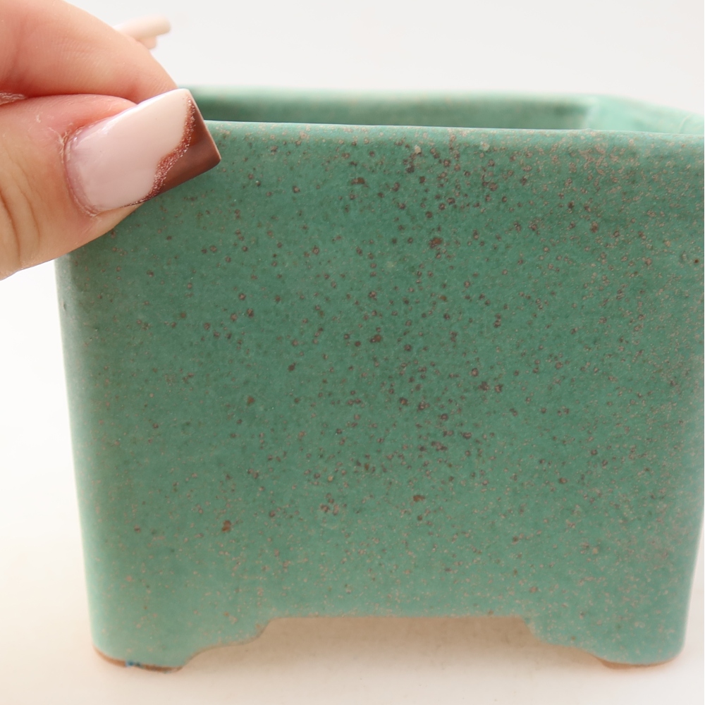 Ceramic bonsai bowl 10 x 10 x 8 cm, green