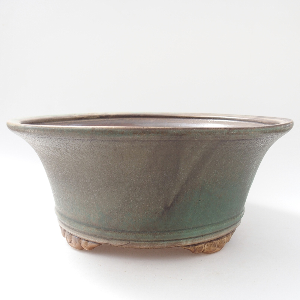 Ceramic bonsai bowl 29 x 29 x 12 cm, green