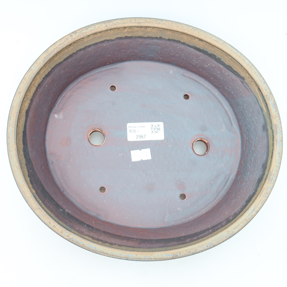 Ceramic bonsai pot, 27 x 24.5 x 6 cm, brown