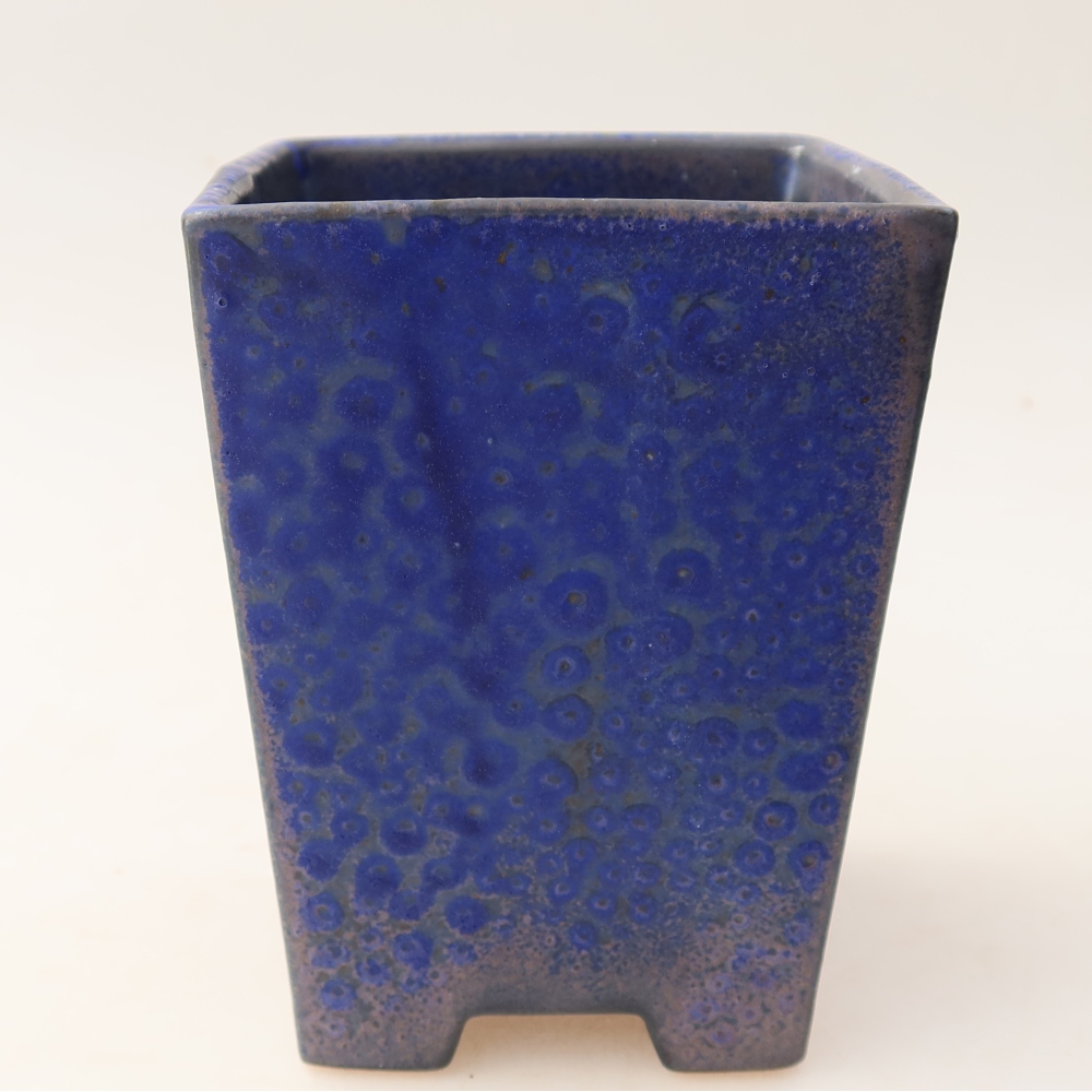 Ceramic bonsai pot, 9 x 9 x 12.5 cm, blue