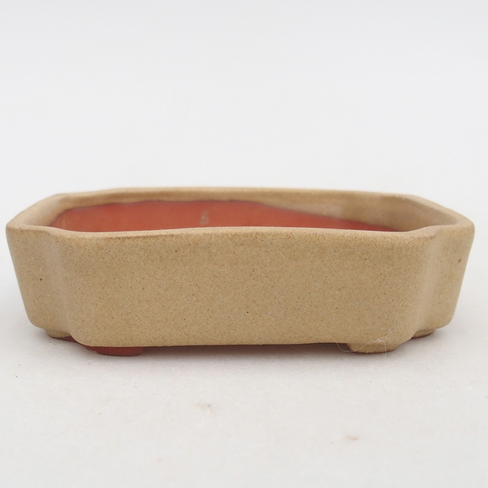 Ceramic bonsai bowl 10 x 8,5 x 2,5 cm, colour beige