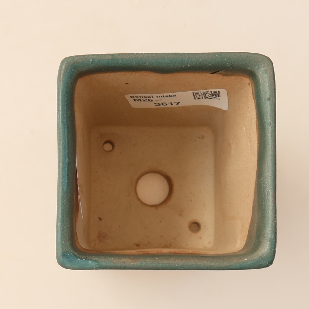 Ceramic bonsai pot, 7.5 x 7.5 x 10 cm, blue