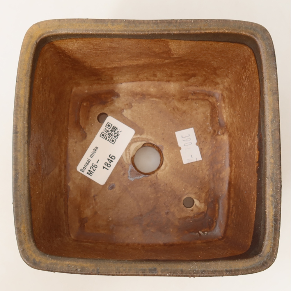 Ceramic bonsai bowl 13 x 13 x 8 cm, brown