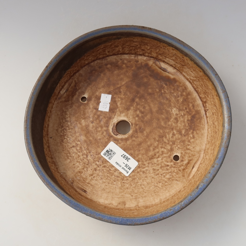 Ceramic bonsai pot, 21.5 x 21.5 x 6 cm, blue