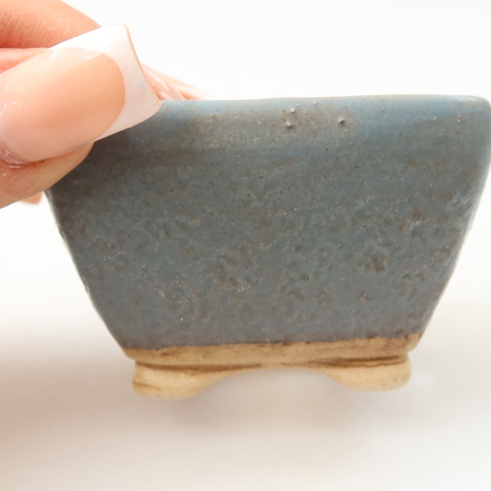 Ceramic bonsai pot, 6 x 6 x 4 cm, blue