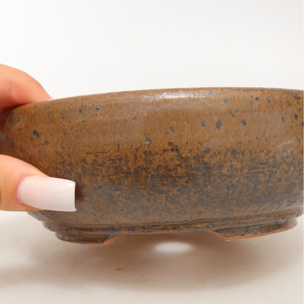 Ceramic bonsai pot, 16 x 16 x 5.5 cm, brown