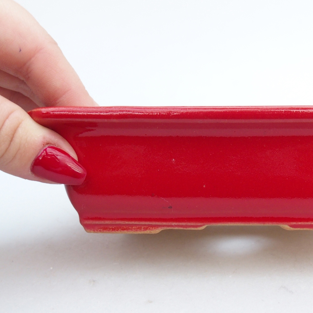 Ceramic bonsai bowl 14 x 10,5 x 4 cm, colour red