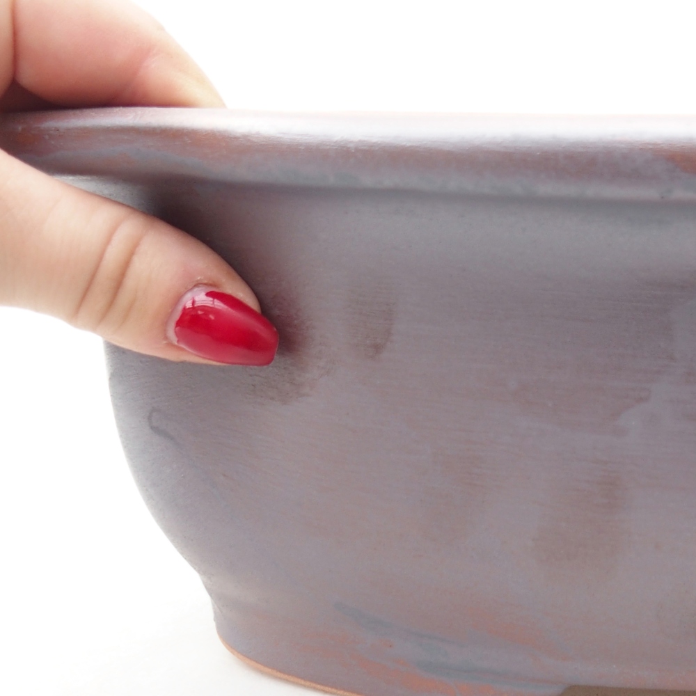 Ceramic bonsai bowl 30 x 25 x 10 cm, metal colour