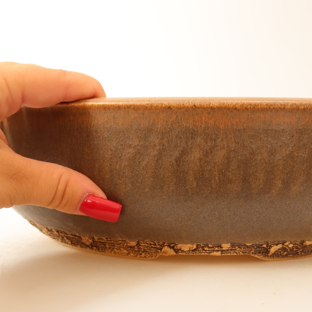 Ceramic bonsai pot, 32.5 x 32.5 x 8.5 cm, brown - IN-STORE PICKUP ONLY or pallet shipping