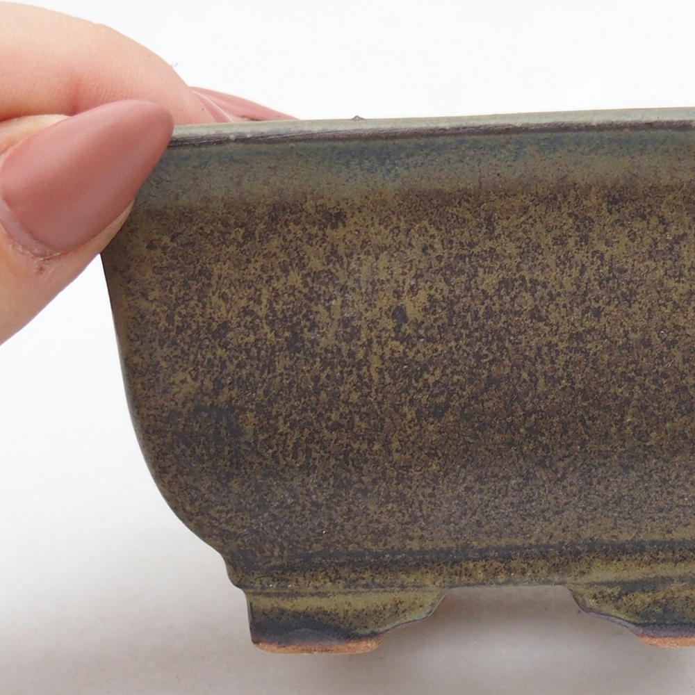 Ceramic bonsai bowl 10 x 10 x 6 cm, burgundy