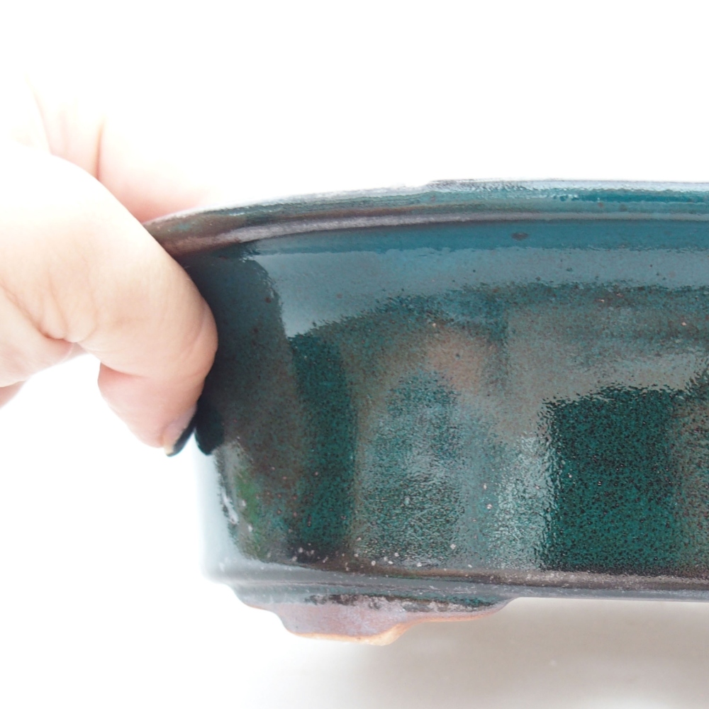 Ceramic bonsai bowl 23 x 18 x 6,5 cm, color green