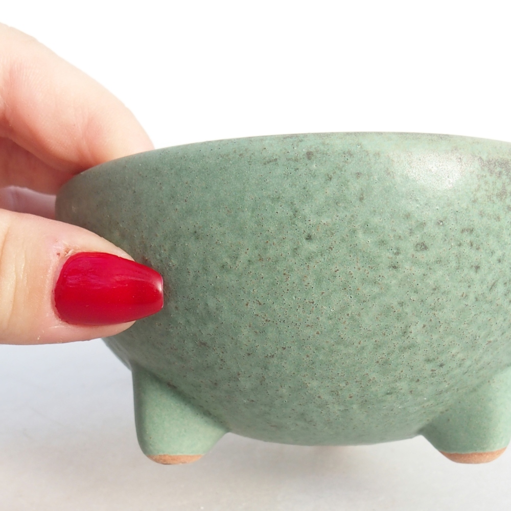 Ceramic bonsai bowl 10 x 10 x 5 cm, green