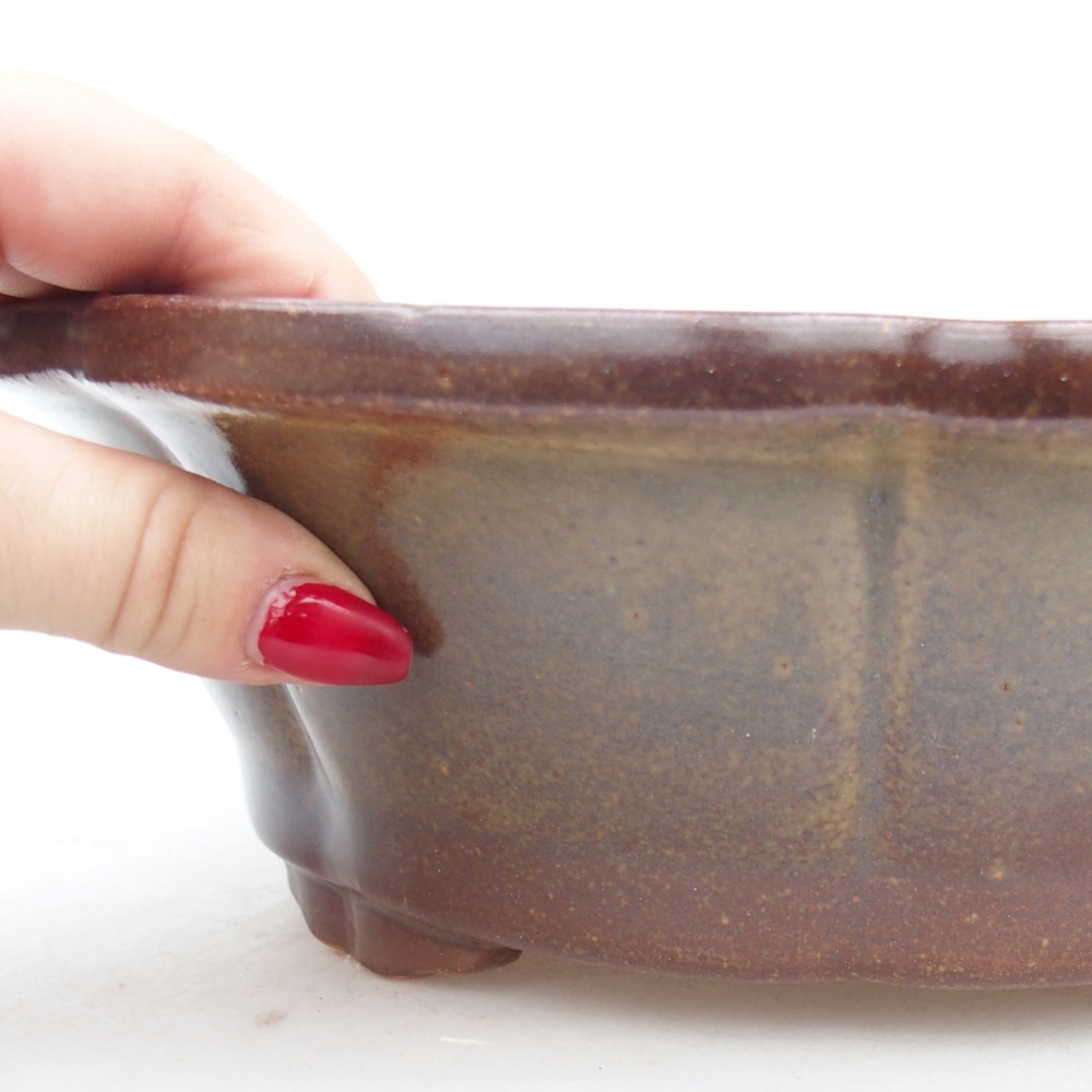 Ceramic bonsai bowl 26,5 x 26,5 x 8,5 cm, brown
