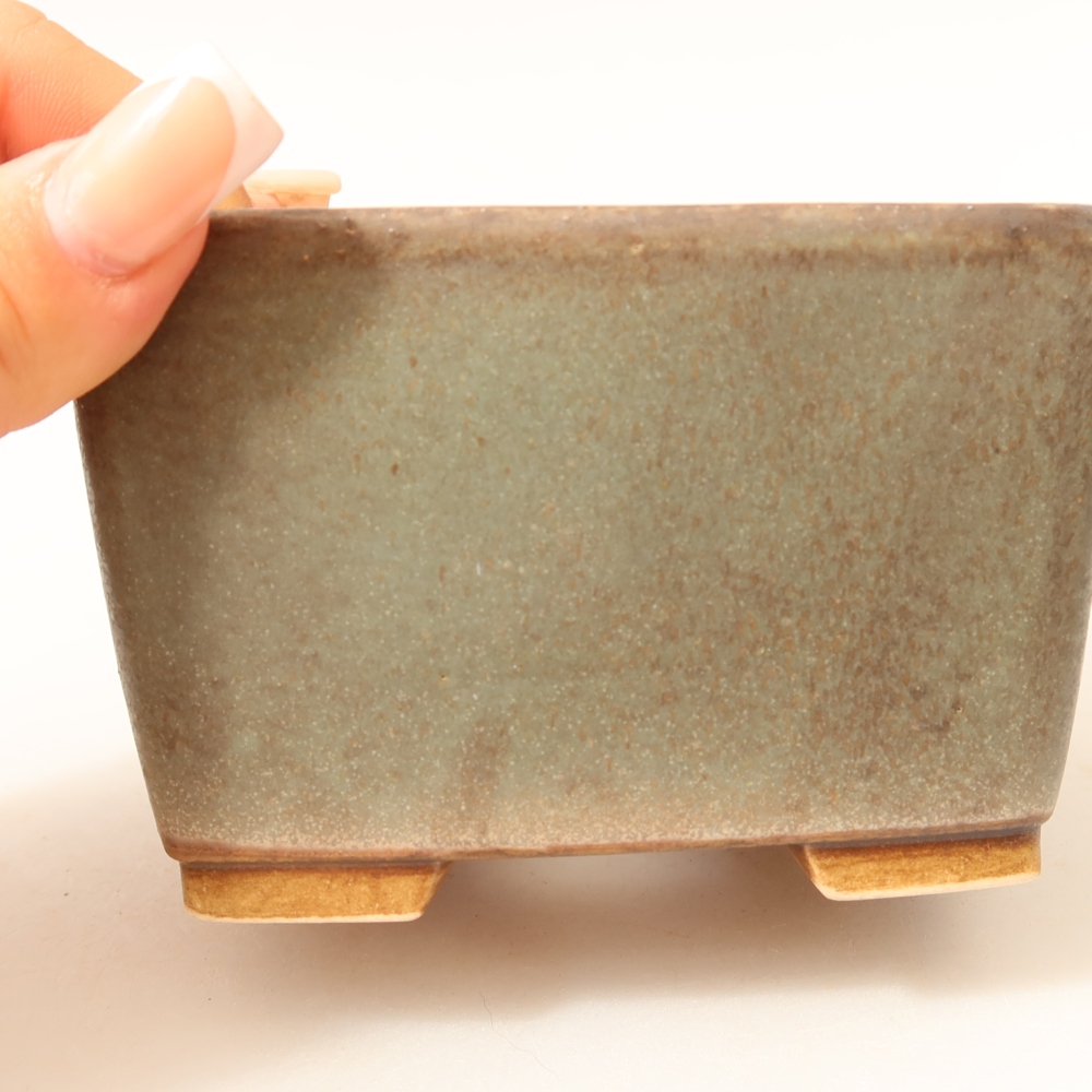 Ceramic bonsai pot, 10.5 x 10.5 x 7 cm, green