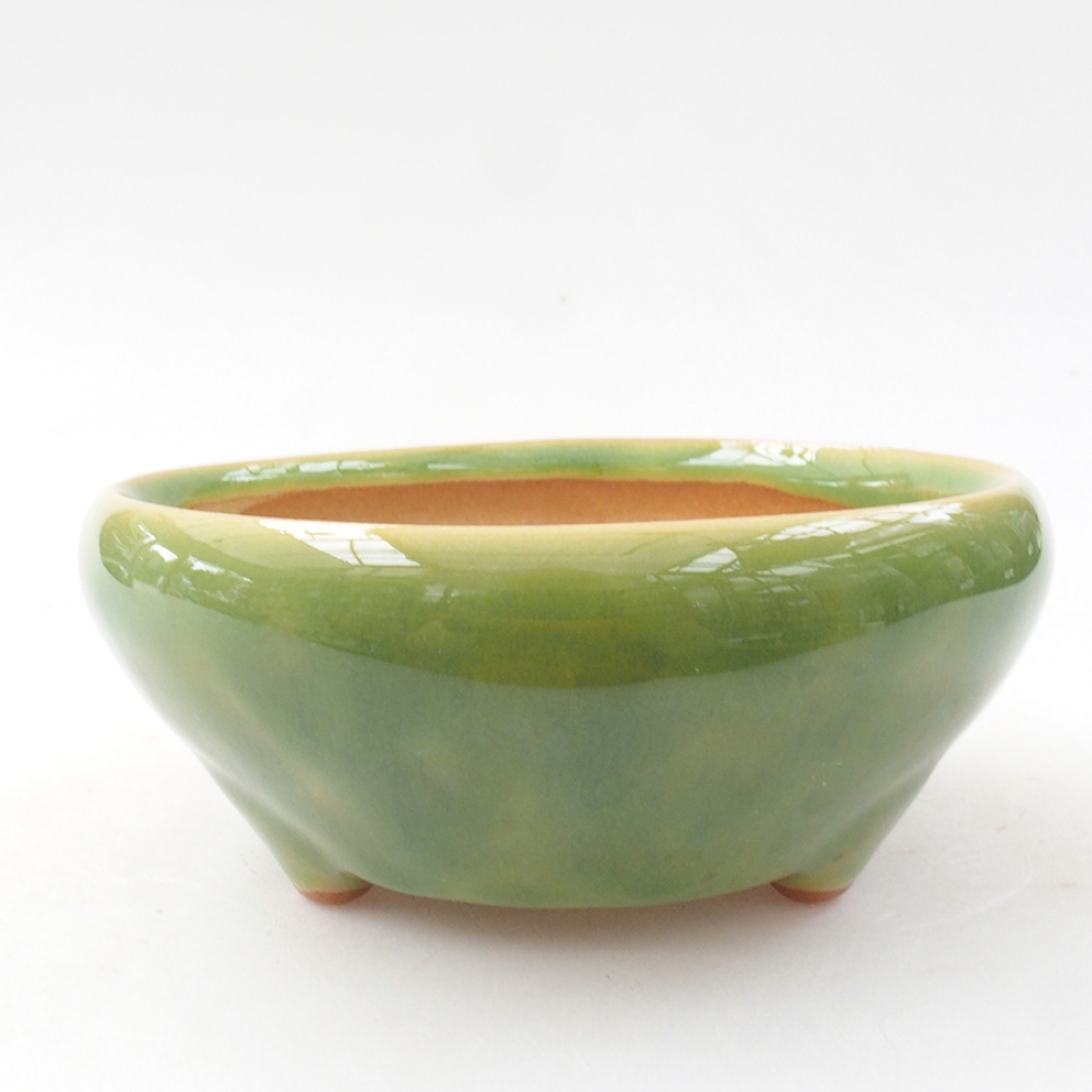 Ceramic bonsai bowl 11 x 11 x 5 cm, color green