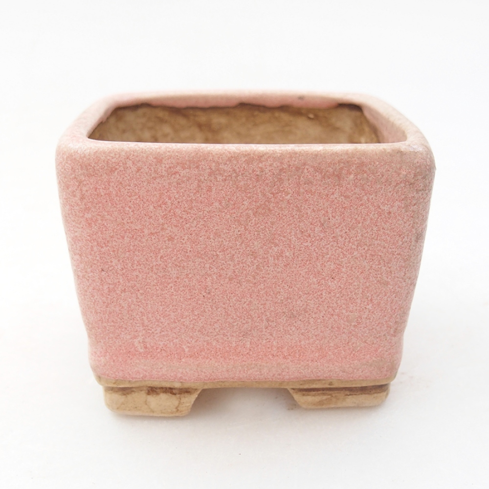 Ceramic bonsai bowl 6 x 6 x 4,5 cm, pink color