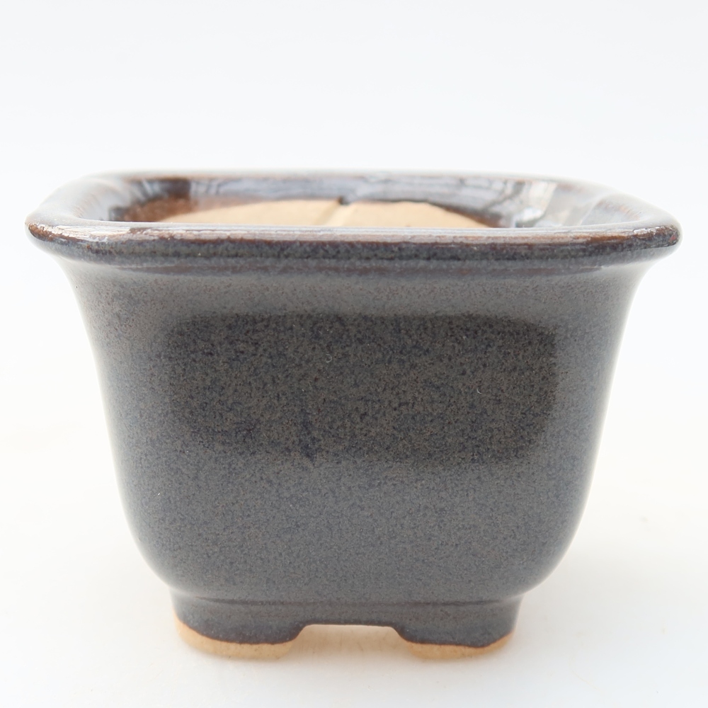 Ceramic bonsai pot, 6.5 x 6.5 x 5 cm, gray