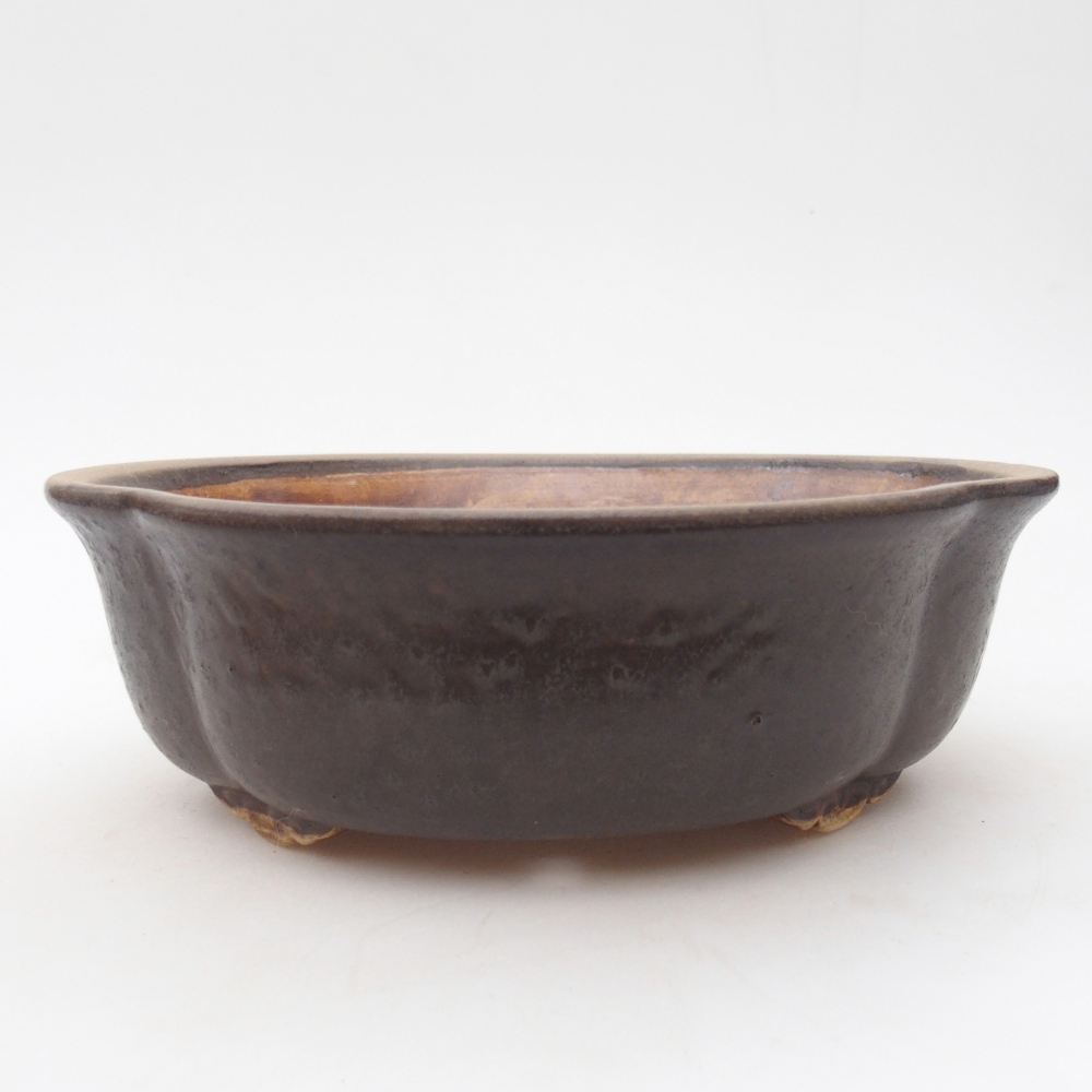 Ceramic bonsai bowl 18,5 x 17 x 6 cm, brown