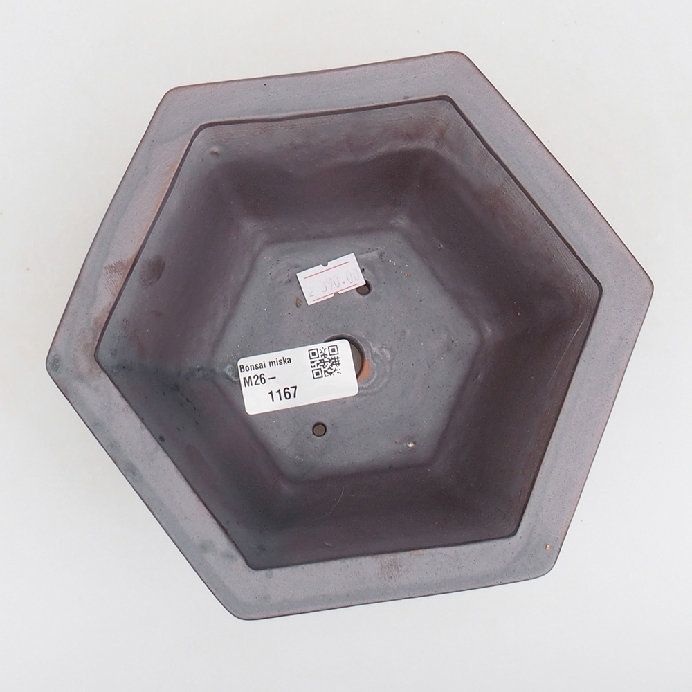 Ceramic bonsai bowl 18 x 16 x 9 cm, metal colour