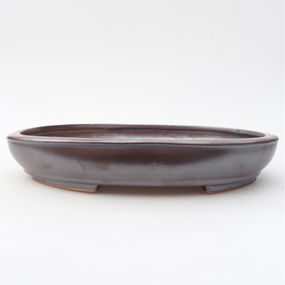 Ceramic bonsai bowl 25 x 20 x 4 cm, brown