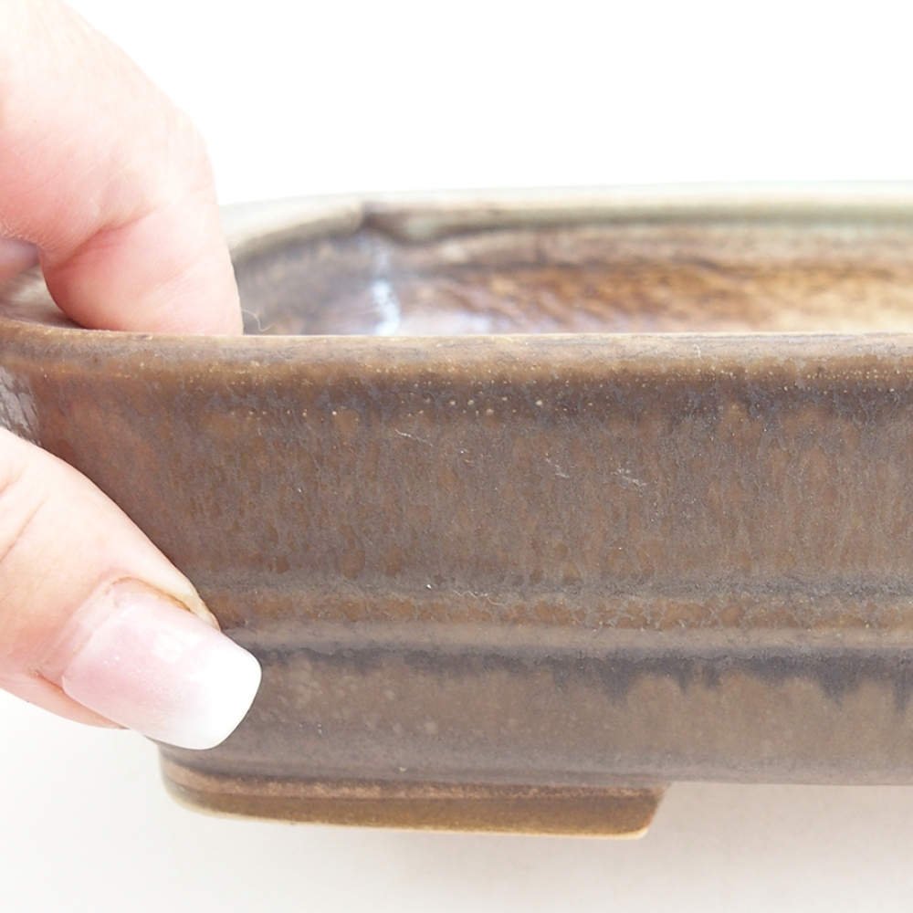 Ceramic bonsai bowl 21,5 x 17,5 x 5,5 cm, brown