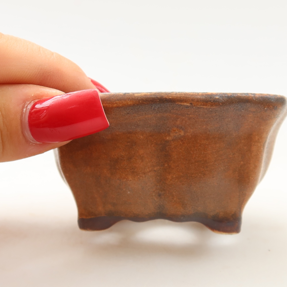 Ceramic bonsai pot, 7 x 7 x 3.5 cm, pink
