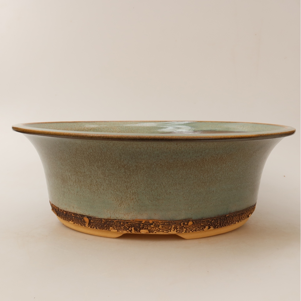 Ceramic bonsai pot, 30 x 30 x 9.5 cm, green
