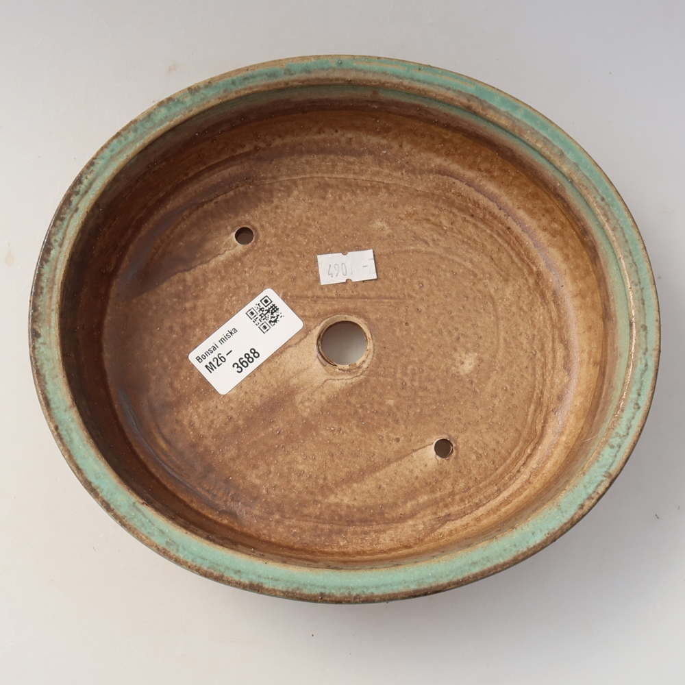 Ceramic bonsai pot, 21 x 19 x 5 cm, green