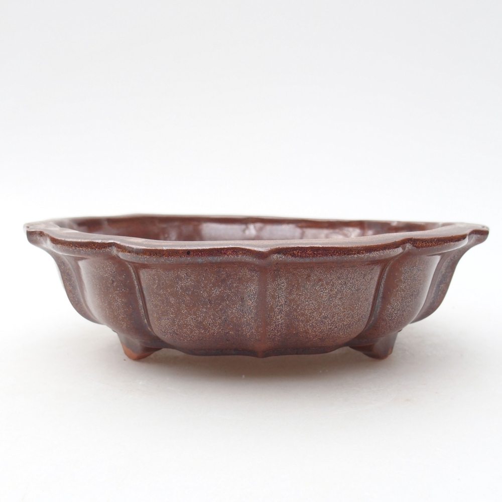 Ceramic bonsai bowl 18,5 x 18,5 x 5 cm, color brown