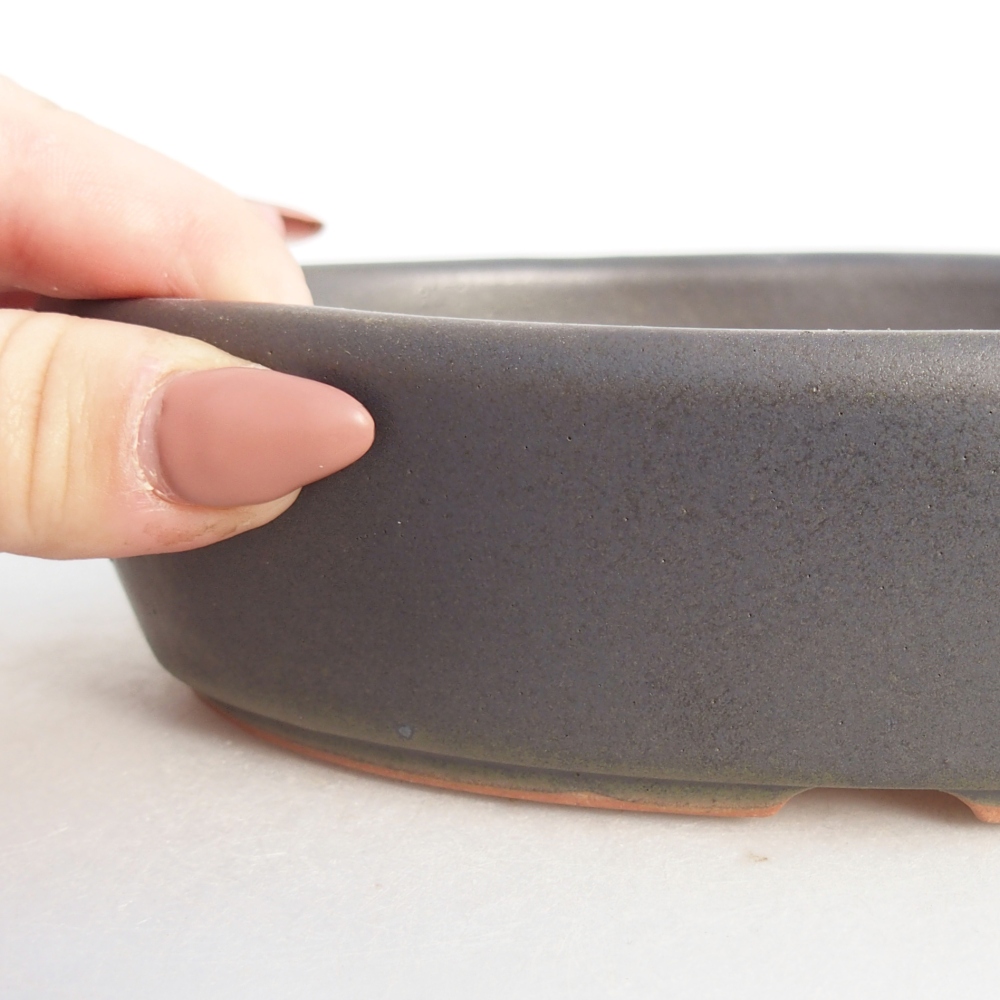 Ceramic bonsai bowl 18,5 x 13 x 4,5 cm, grey