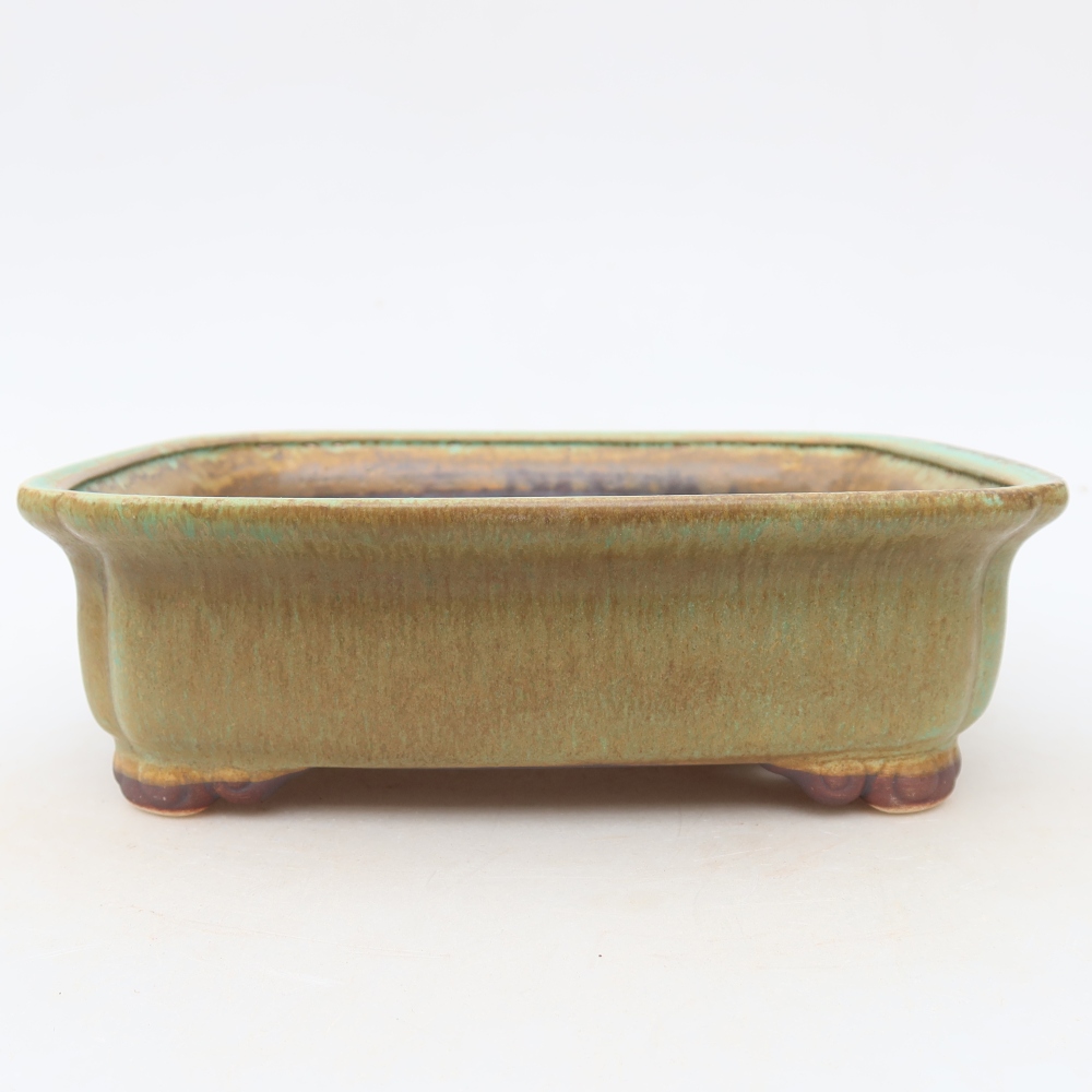 Ceramic bonsai pot, 20 x 17.5 x 6 cm, green
