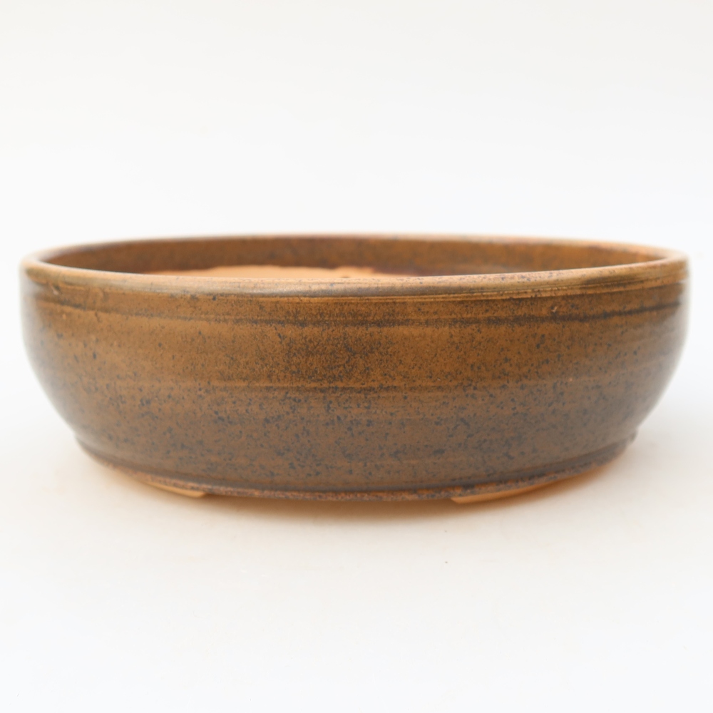 Ceramic bonsai pot, 19 x 19 x 5.5 cm, brown