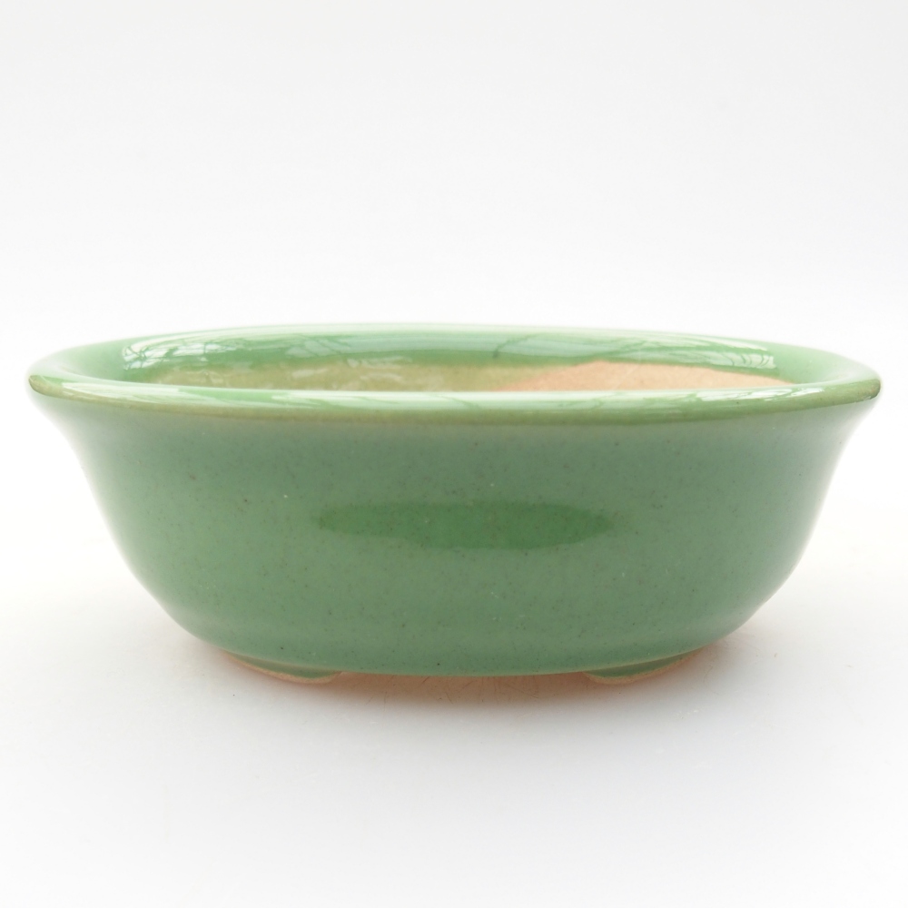 Ceramic bonsai bowl 11 x 8,5 x 4 cm, green