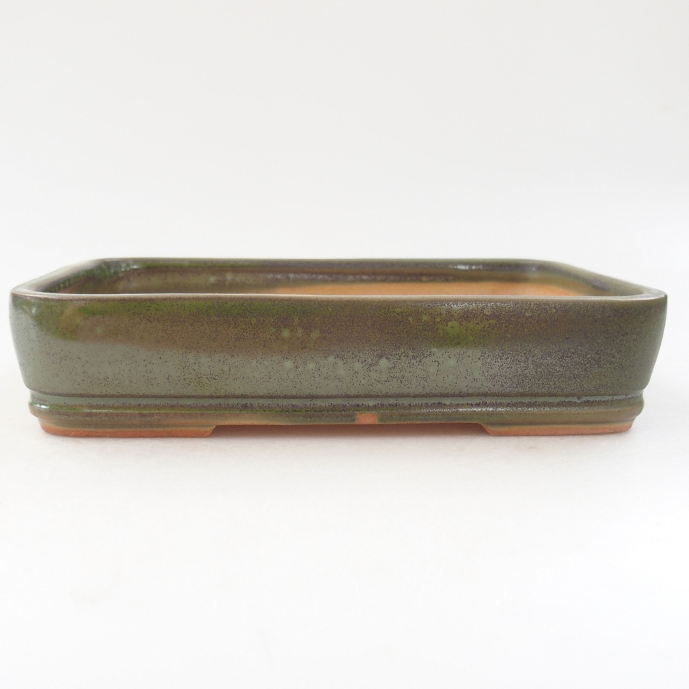 Ceramic bonsai bowl 18 x 13,5 x 4 cm, color green