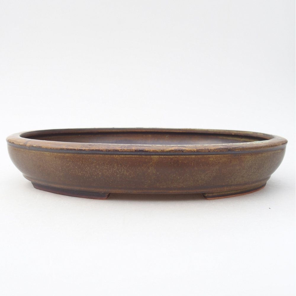 Ceramic bonsai bowl 25 x 20 x 4 cm, colour brown-green