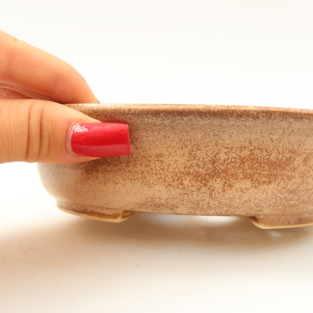 Ceramic bonsai pot, 15.5 x 14.5 x 4 cm, pink