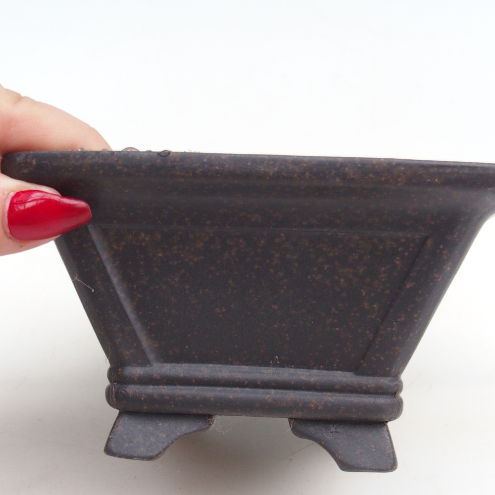 Ceramic bonsai bowl 12 x 12 x 7 cm, colour brownish ochre