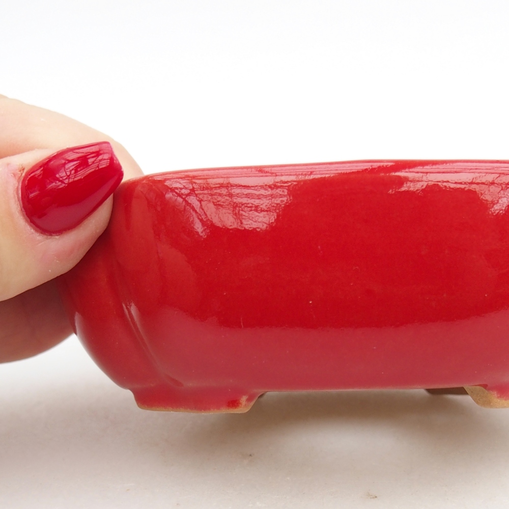 Ceramic bonsai bowl 10,5 x 9 x 3,5 cm, colour red