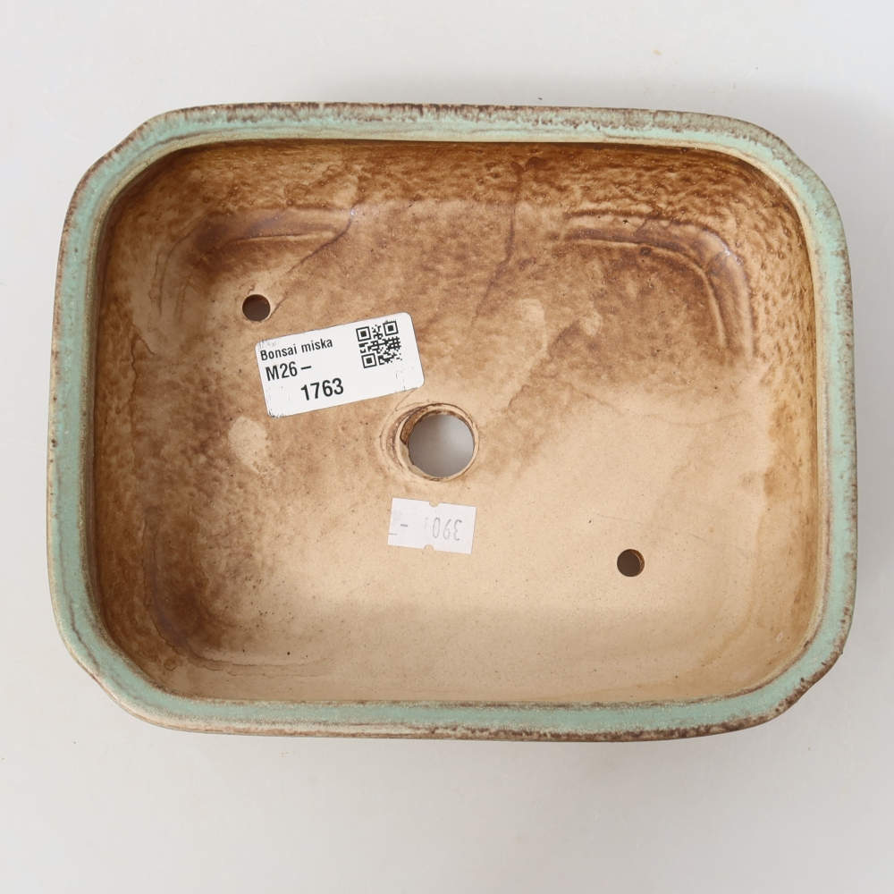 Ceramic bonsai bowl 17,5 x 14 x 5 cm, green