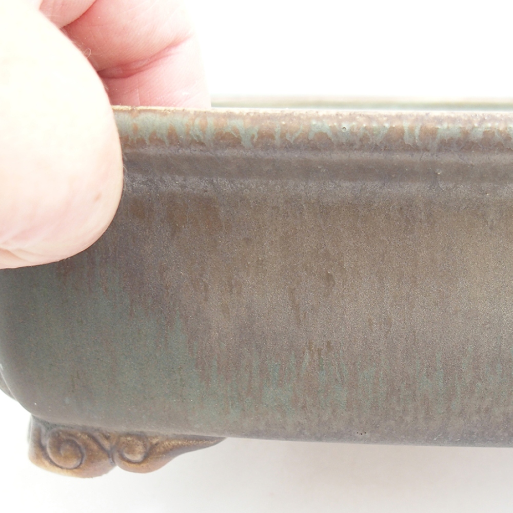 Ceramic bonsai bowl 24,5 x 19 x 7 cm, green