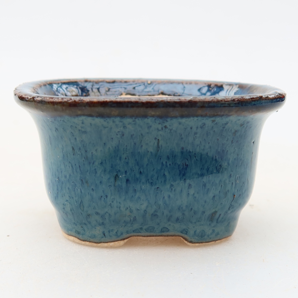 Ceramic bonsai pot, 6 x 5 x 3.5 cm, blue