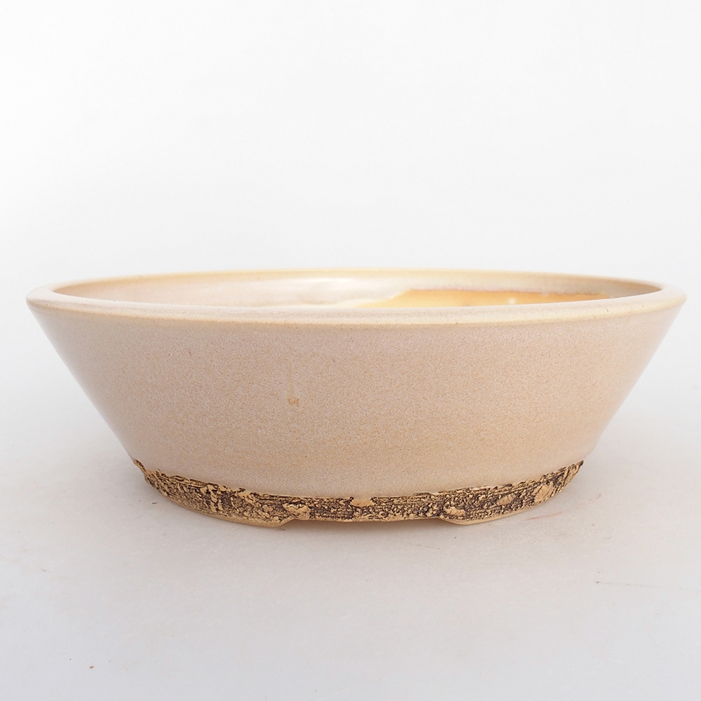 Ceramic bonsai bowl 20,5 x 20,5 x 6 cm, colour beige