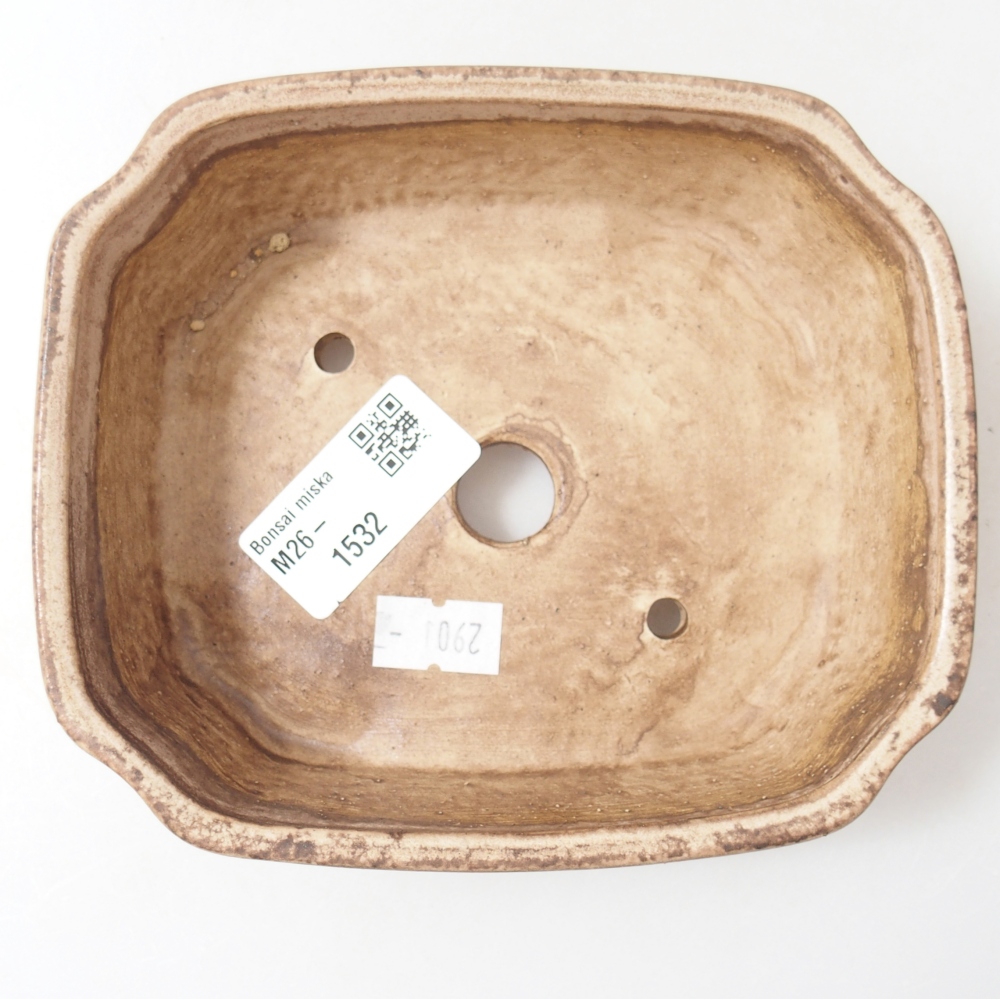 Ceramic bonsai bowl 14 x 12 x 4,5 cm, colour beige