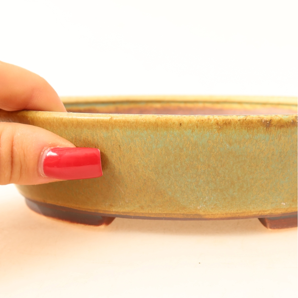 Ceramic bonsai bowl 18,5 x 16,5 x 4,5 cm, green