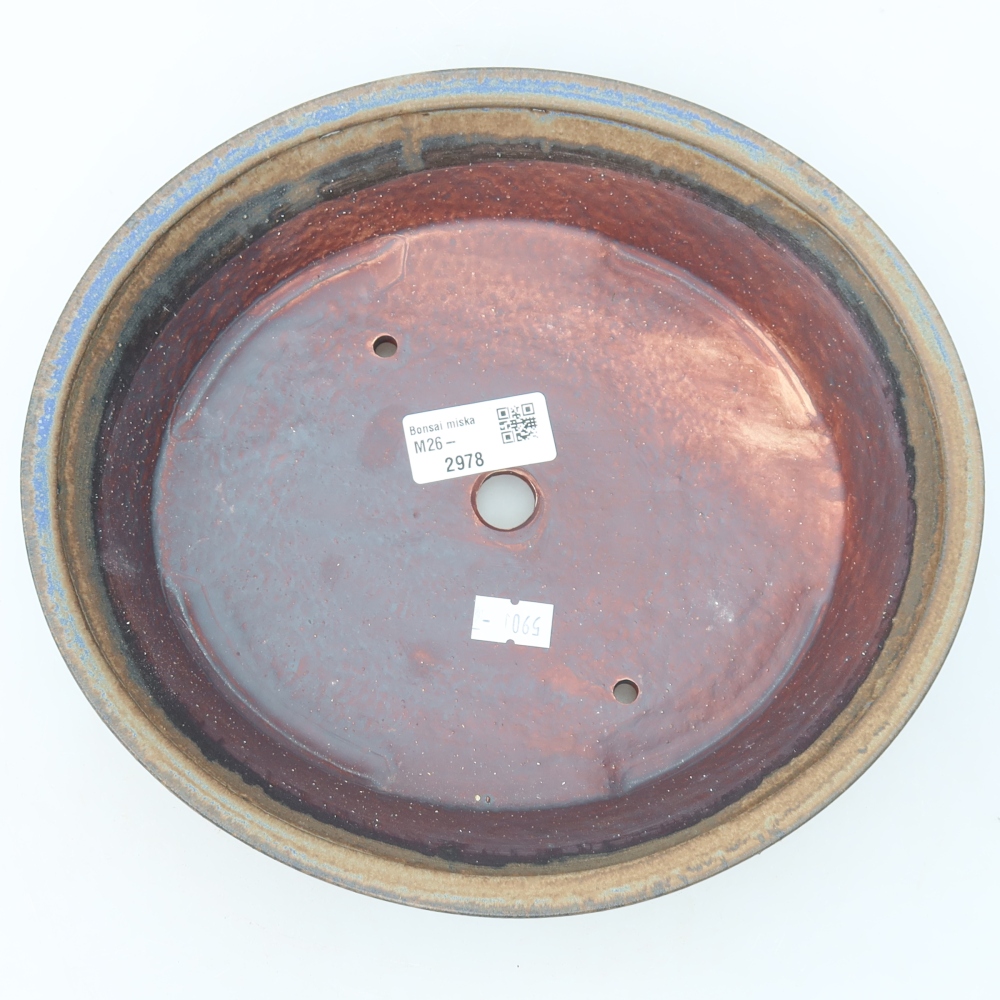 Ceramic bonsai pot, 24 x 21.5 x 5.5 cm, brown