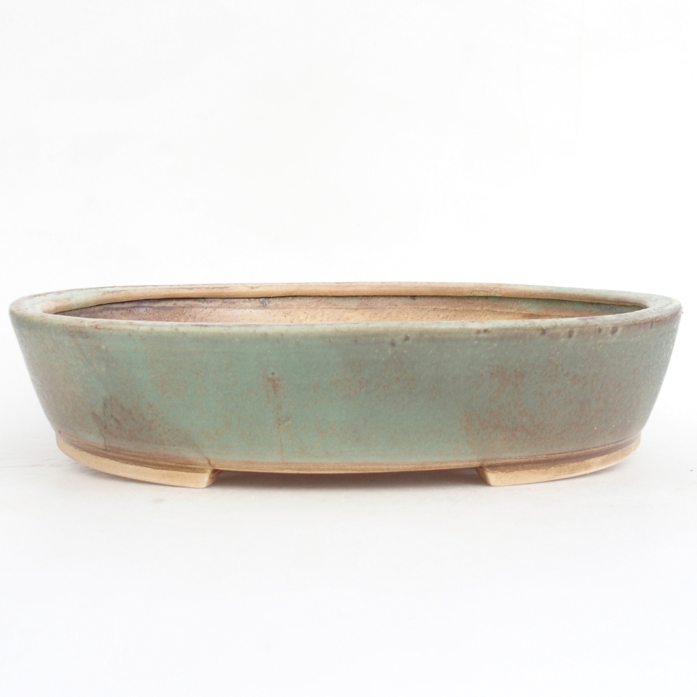 Ceramic bonsai bowl 28,5 x 25 x 6 cm, green